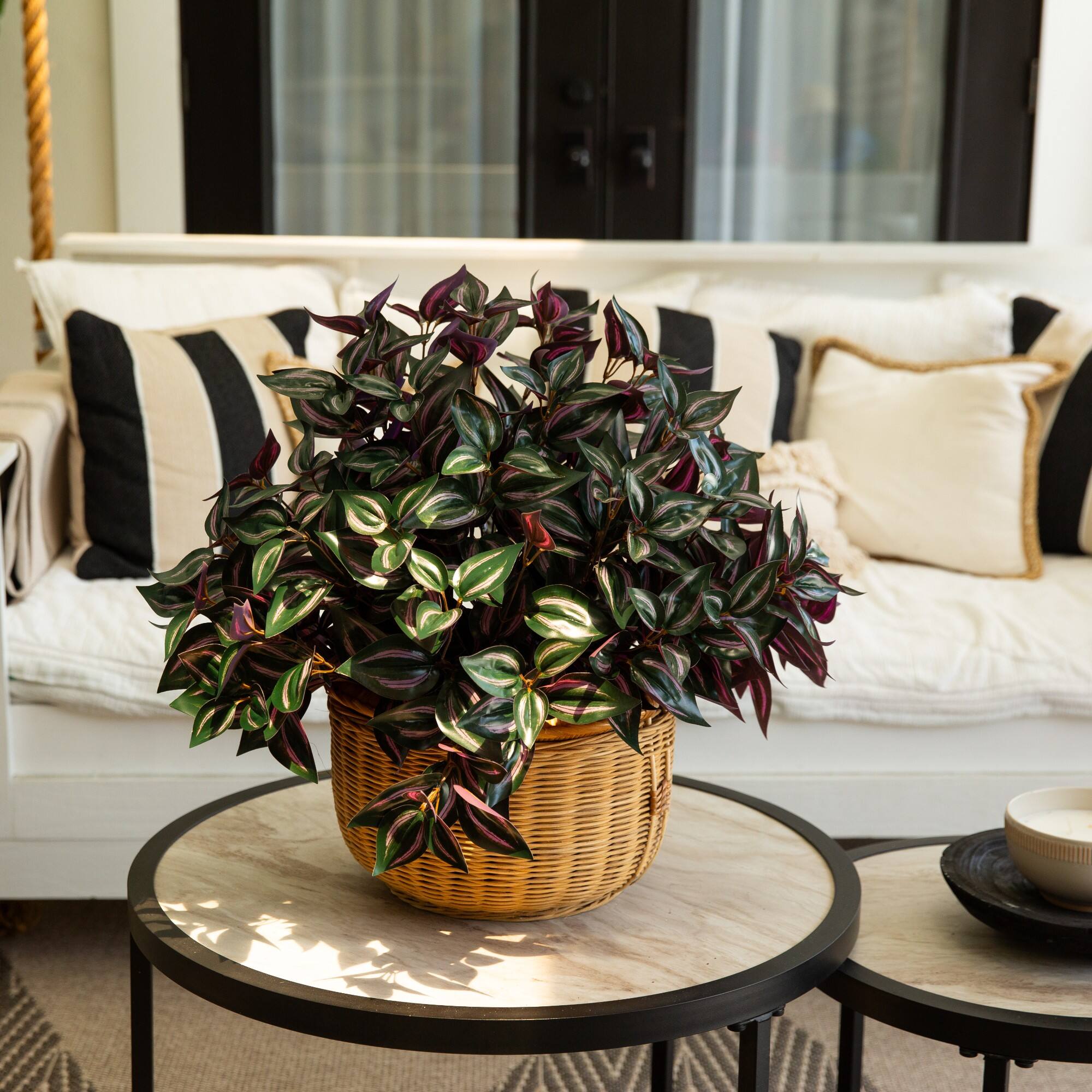 19" UV Resistant Artificial Wandering Jew Bush (Indoor/Outdoor)- Set of 3